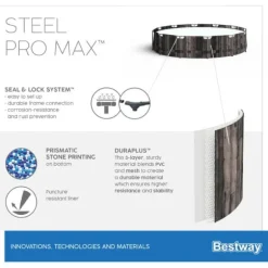 Bestway Steel Pro MAX Frame Pool 366x100cm Stone m/pump, stege