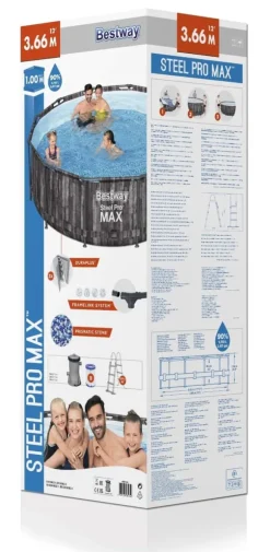 Bestway Steel Pro MAX Frame Pool 366x100cm Stone m/pump, stege