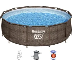Bestway Steel Pro MAX Frame Pool 366x100cm Rattan m/pump, stege