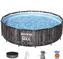Bestway Steel Pro MAX Frame Pool 427 x 107cm m/pump, stege - Ny modell!
