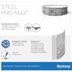 Bestway Steel Pro Max Frame Pool 549 x 122cm m/pump, stege - Ny modell!