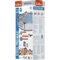 Bestway Steel Pro MAX Poolset med filterpump | Storlek: 305x76 cm | Färg: Blå