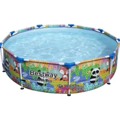 Bestway Steel Pro MAX Poolset - Rund ovanmarkspool | Färg: Färgade djur | Storlek: 274x66 cm