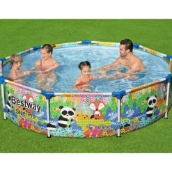 Bestway Steel Pro MAX Poolset - Rund ovanmarkspool | Färg: Färgade djur | Storlek: 274x66 cm