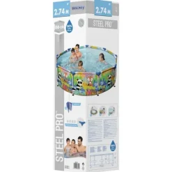 Bestway Steel Pro MAX Poolset - Rund ovanmarkspool | Färg: Färgade djur | Storlek: 274x66 cm