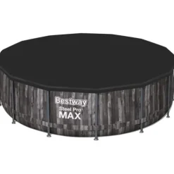 BESTWAY Steel Pro Max™ Tubular Above Ground Pool Kit - 427 x 107 cm - Rund (Levereras med filtreringspump, stege)