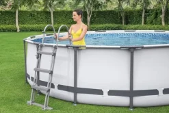 Bestway Steel Pro Max 549x122 cm Rund poolset över mark med pump, stege och lock - Arktisk grå