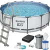 Bestway Steel Pro Max 457x122 cm Rund poolset över mark med pump, stege och lock