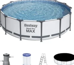 Bestway Steel Pro Max 457x122 cm Rund poolset över mark med pump, stege och lock
