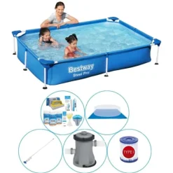 Bestway Steel Pro rektangulär 221x150x43 cm - 6 delar - Swimming Pool Super Deal