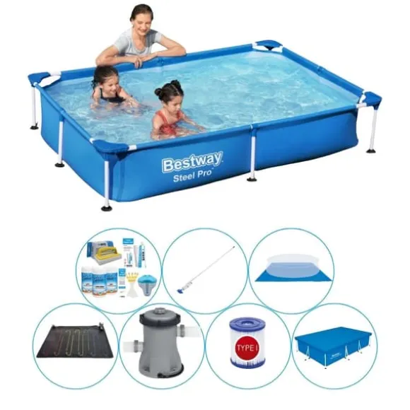 Bestway Steel Pro rektangulär 221x150x43 cm - Poolset