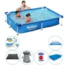 Bestway Steel Pro rektangulär pool - 221 x 150 x 43 cm - Blå - Värdeuppsättning