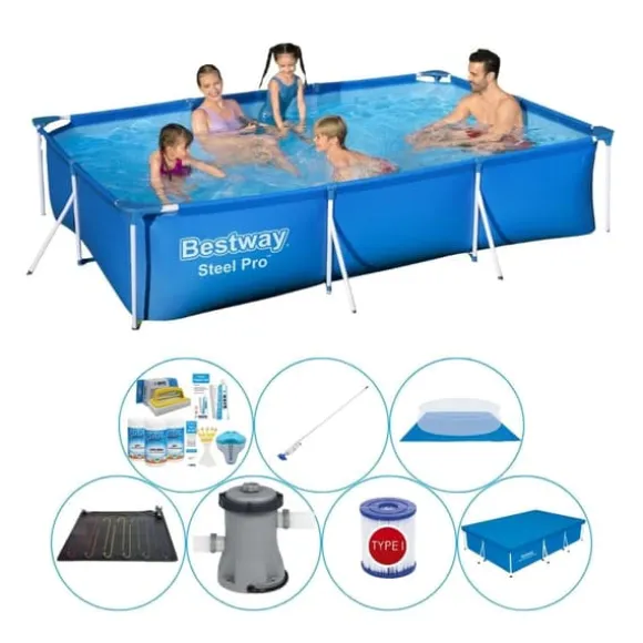 Bestway Steel Pro rektangulär pool - 300 x 201 x 66 cm - Blå - Ultra Rabattpaket