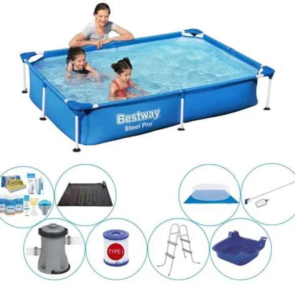 Bestway Steel Pro rektangulär 221x150x43 cm - 9-delad - Smart Swimming Pool Deal