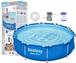 Bestway Steel Pro Rund rampoolset, 305x76 cm, inkluderar pump & filter, hållbar & enkel montering