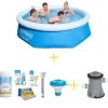 Bestway Swimming Pool - Fast Set - 244 x 66 cm - Inklusive WAYS underhållspaket och filterpump