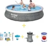 Bestway Swimming Pool - Fast Set - Paradise Flowers - 457 x 84 cm - Inklusive WAYS underhållspaket & filterpump