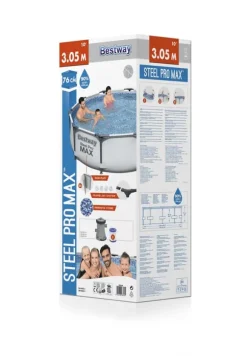 Bestway Swimming Pool - Steel Pro MAX - 366 x 76 cm - Inklusive WAYS underhållspaket, filterpump och markduk