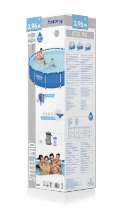 Bestway Swimming Pool - Steel Pro - 396 x 84 cm - Inklusive solsegel- och filterpump