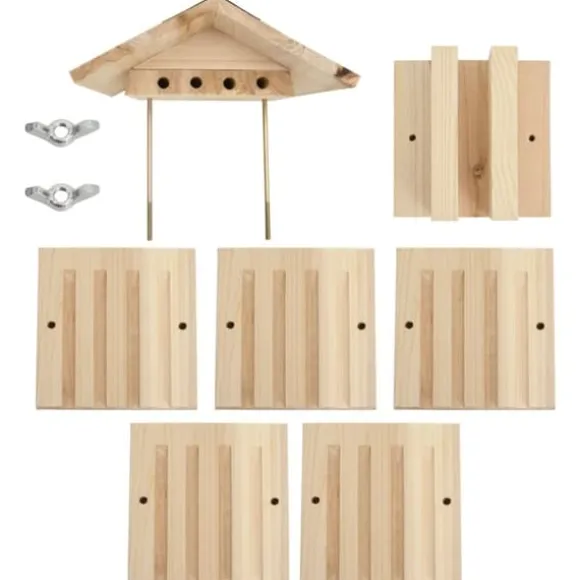 Bihotell i massivt granträ för ensamma bin | Storlek: 22x20x20 cm