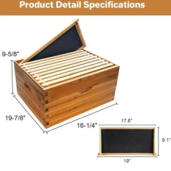 Bikupa Djup Bottenlåda, 10 Ramars Kapacitet, Furu Konstruktionsmaterial, Vaxbelagd för Väderbeständighet, Kompatibel med Langstroth-system