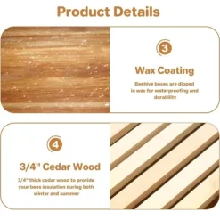 Bikupa Djup Bottenlåda, 10 Ramars Kapacitet, Furu Konstruktionsmaterial, Vaxbelagd för Väderbeständighet, Kompatibel med Langstroth-system