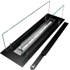 Bio-eldstad - Stål - Glas 65 cm - Svart - Bioetanol