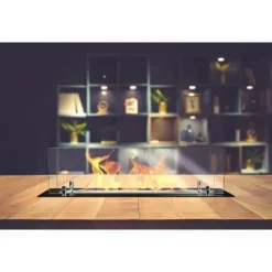 Bio-eldstad - Stål - Glas 65 cm - Svart - Bioetanol