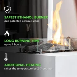 Bio-etanol brännare L (5820B) - Svart - Bio-etanol inbyggd spis med patenterad keramisk sten - 3 KW värme