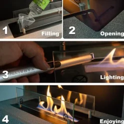 Bio-etanol brännare L (5820B) - Svart - Bio-etanol inbyggd spis med patenterad keramisk sten - 3 KW värme