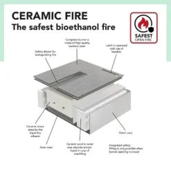 Bio-etanol brännare L (5820B) - Svart - Bio-etanol inbyggd spis med patenterad keramisk sten - 3 KW värme