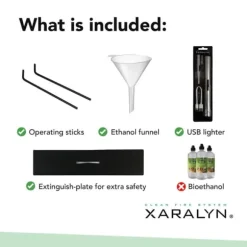 Bio-etanol brännare L (5820B) - Svart - Bio-etanol inbyggd spis med patenterad keramisk sten - 3 KW värme