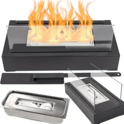 Bioetanolbrännare - bordskamin - 35x18x16,5cm - svart