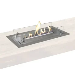 Bioetanolbrännare L med inbyggd profil - borstat rostfritt stål - enkel installation - 3 KW värme