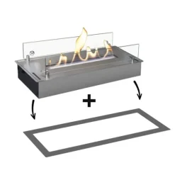 Bioetanolbrännare L med inbyggd profil - borstat rostfritt stål - enkel installation - 3 KW värme