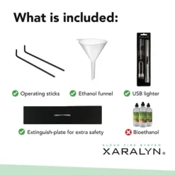 Bioetanolbrännare L med inbyggd profil - borstat rostfritt stål - enkel installation - 3 KW värme