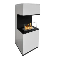 Bioetanol-kamin - DIVINA FIRE - Oslo - Stål - Vit - 100 cm i höjd