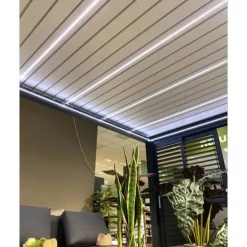 BIOKLIMATISK PERGOLA SOMMAR GRÅ 6X4 SJÄLVSTÅENDE MOTORDRIVEN + LED