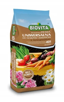 Biovita Universal TORVFRI jord för grönsaker och blommor med kompost 40 l
