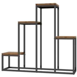 Blomhylla 4 nivåer växtställ för balkong/trädgård, trä ljusbrun 80×20×74 cm