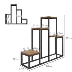 Blomhylla 4 nivåer växtställ för balkong/trädgård, trä ljusbrun 80×20×74 cm