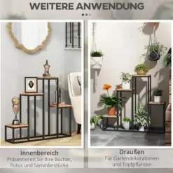 Blomhylla 4 nivåer växtställ för balkong/trädgård, trä ljusbrun 80×20×74 cm