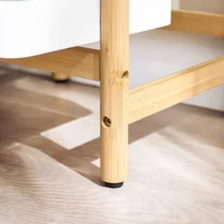 Blomhylla i trä - Växtställ STR13-WN - Flerplanig - För 3 krukor - 31×130×27 cm - Montering krävs - Vit