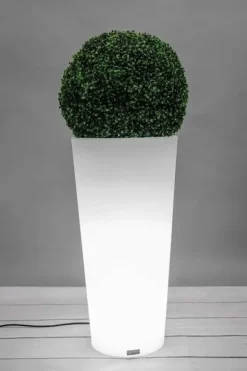 Blomkruka med LED-belysning 80 cm hög – vit