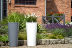 Blomkruka med LED-belysning 80 cm hög – vit