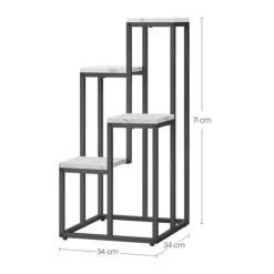 Blomkrukaställ med 4 hyllor - marmor / svarta ben