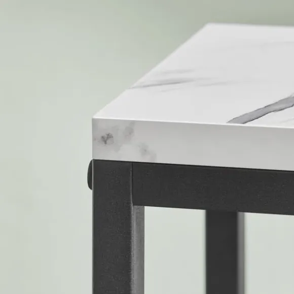 Blomkrukaställ med 4 hyllor - marmor / svarta ben