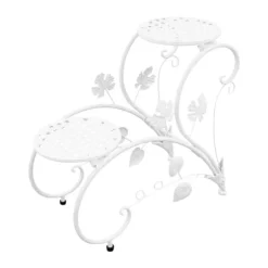 Blomsterställ - Växtställ 2-pack - Metall - För Inne/Ute - Balkong, Trädgård, Vardagsrum - Vit