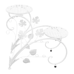 Blomsterställ - Växtställ 2-pack - Metall - För Inne/Ute - Balkong, Trädgård, Vardagsrum - Vit