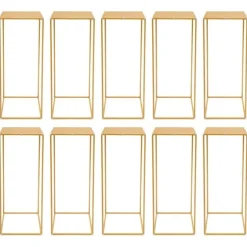 Blomsterställ för Bröllop - Rektangulär Geometrisk Metallställning - 10-Pack - 30×30×80 cm - Storlek L - Guld